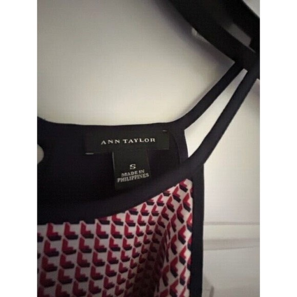 Ann Taylor Top Womens Size Small Red Black Sleeveless Halter Summer Button EUC - Picture 2 of 7